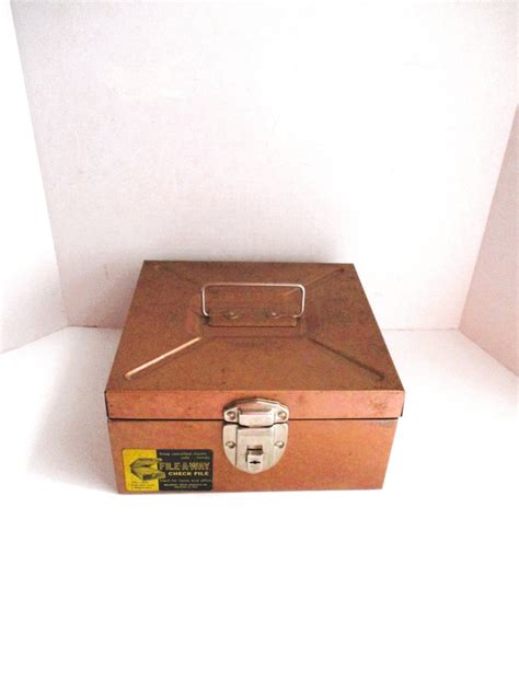 vintage file box metal gold|Vintage Metal File Box .